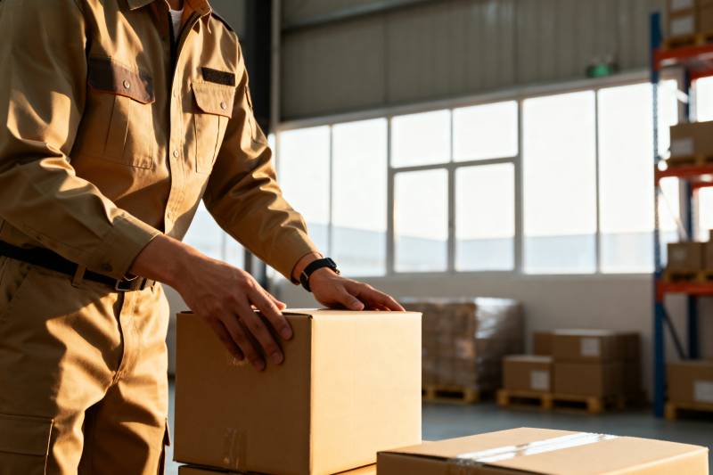 仓库工人搬运纸箱图片