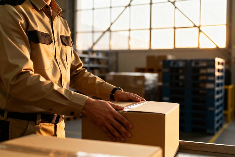 仓库工人搬运包裹图片