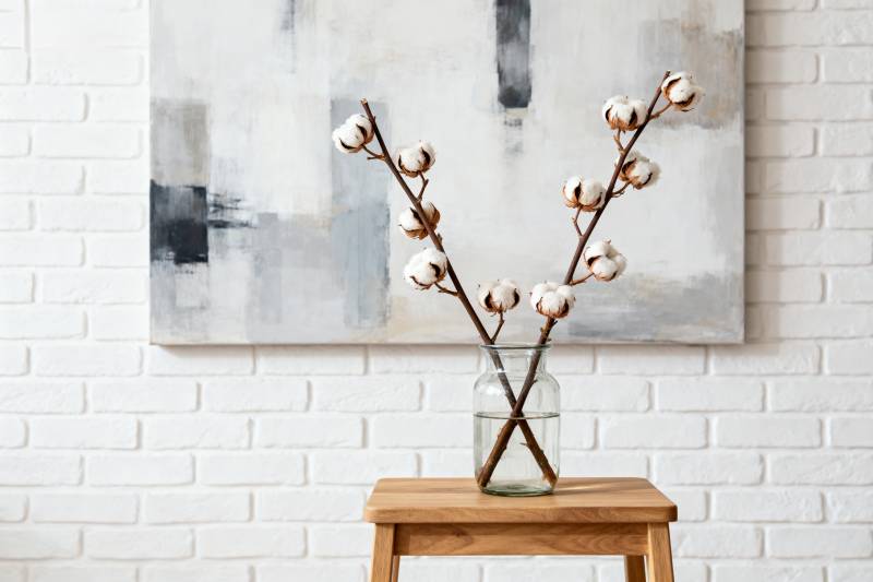 棉枝静物图图片