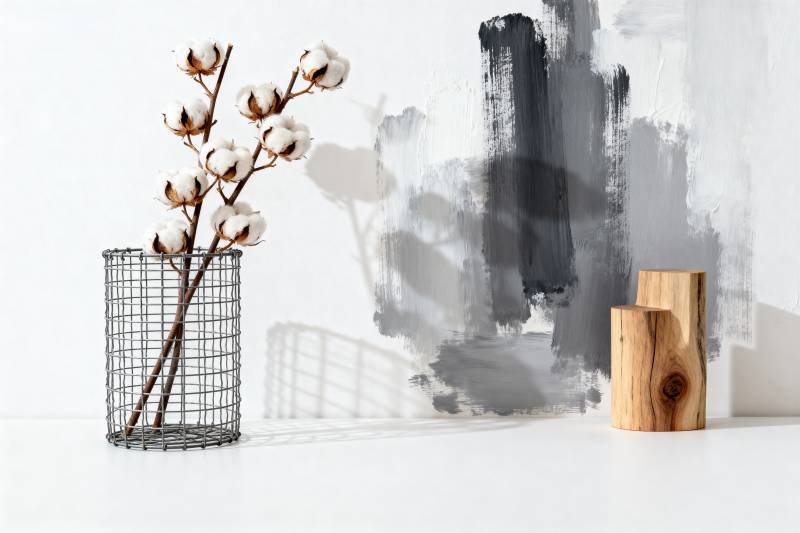 棉枝静物艺术图片