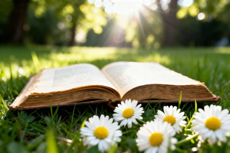 书与雏菊的午后图片