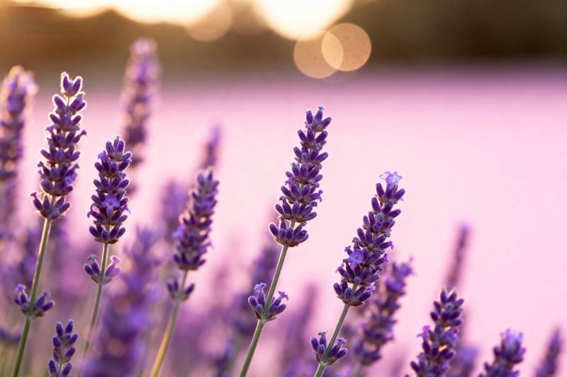 薰衣草花海日落图片