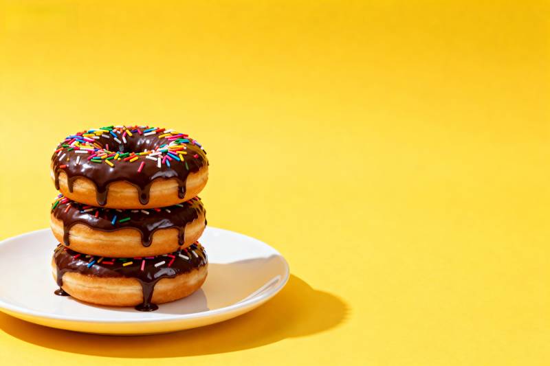 巧克力甜甜圈堆叠图片