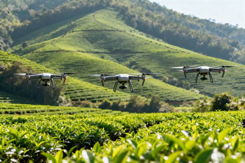 无人机茶园巡检图片