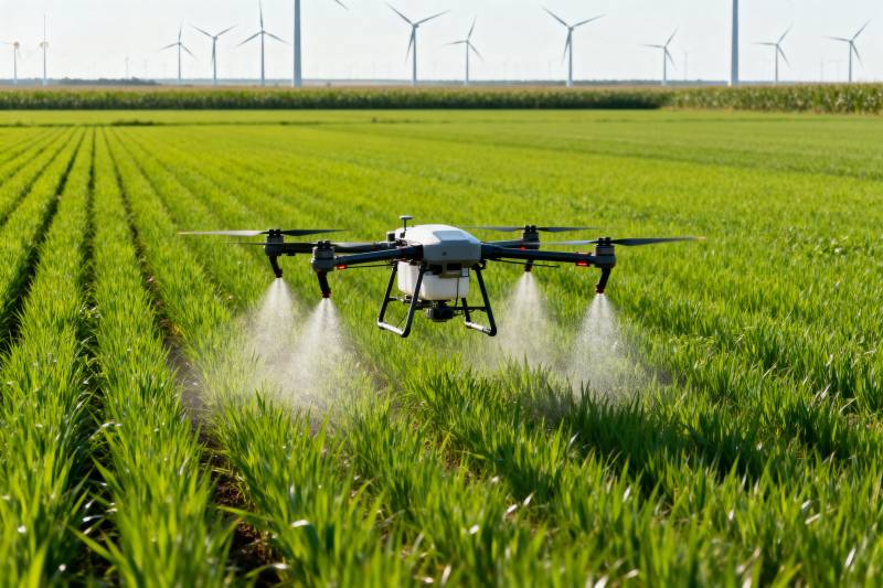 无人机喷洒农田图片