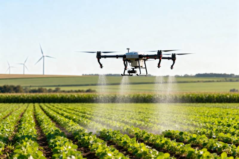 无人机喷洒农田图片