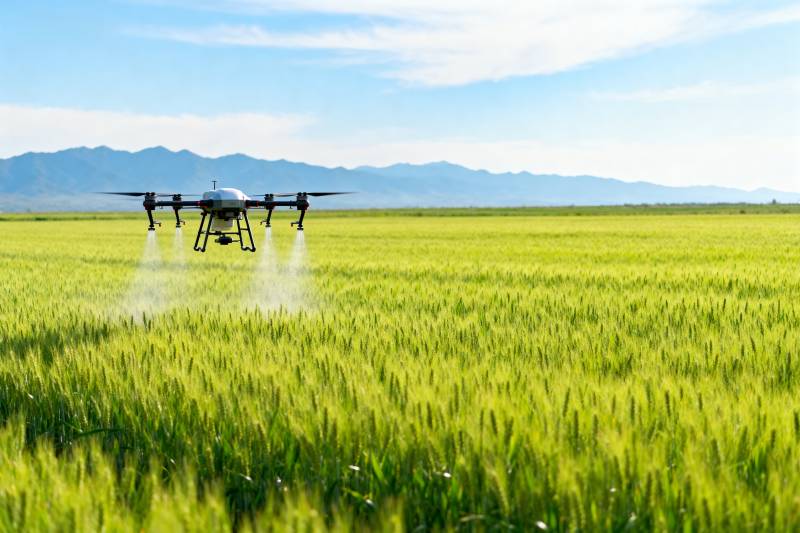 无人机喷洒农田图片