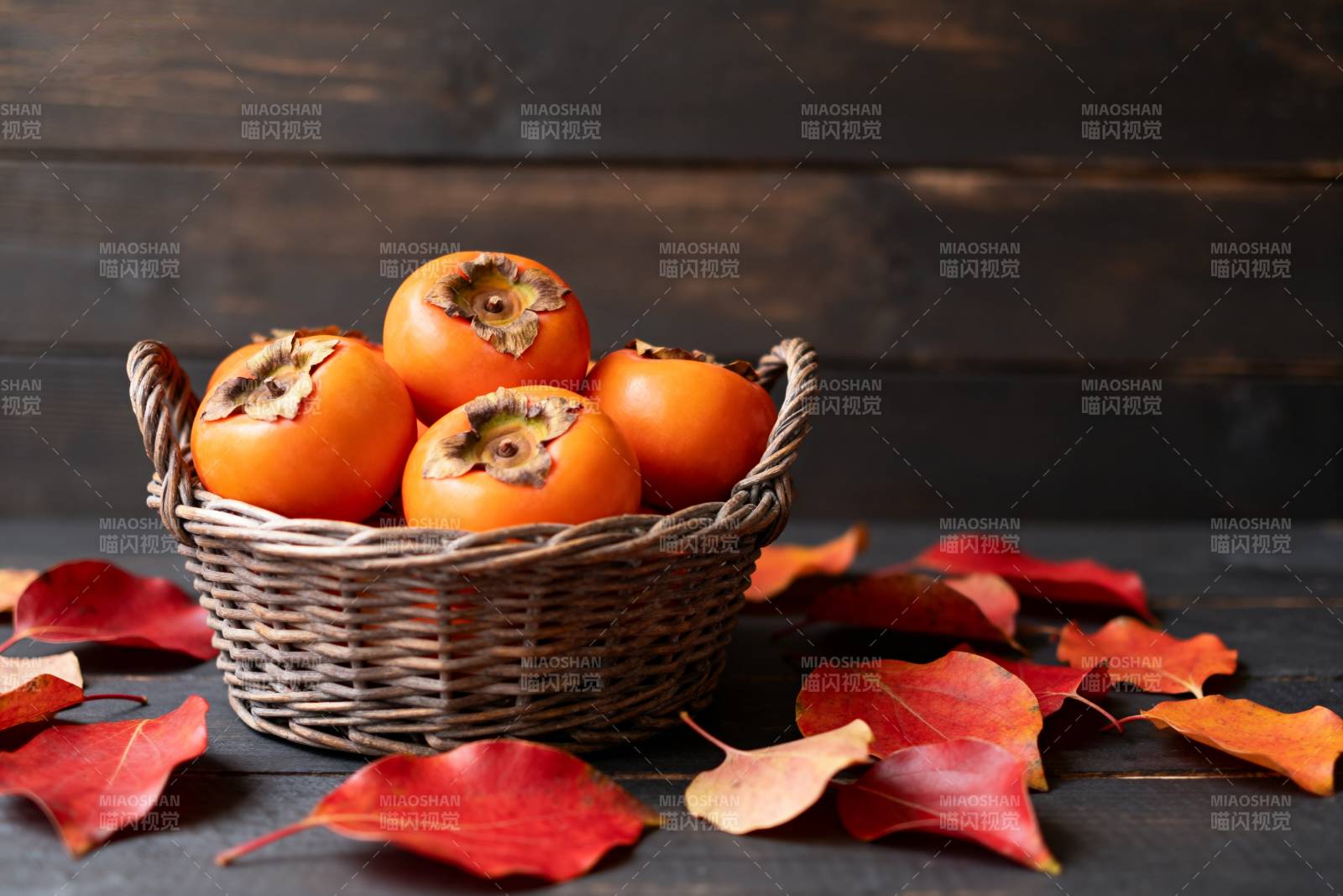 秋日柿子静物图片