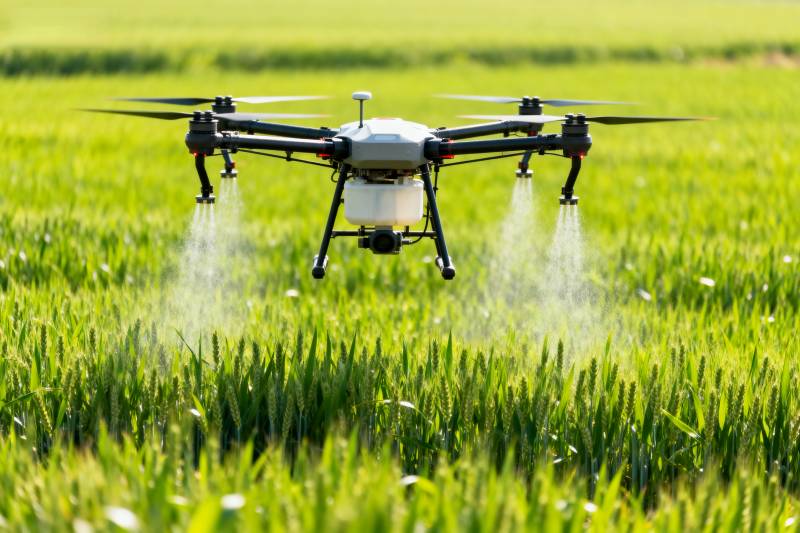 无人机喷洒农田图片