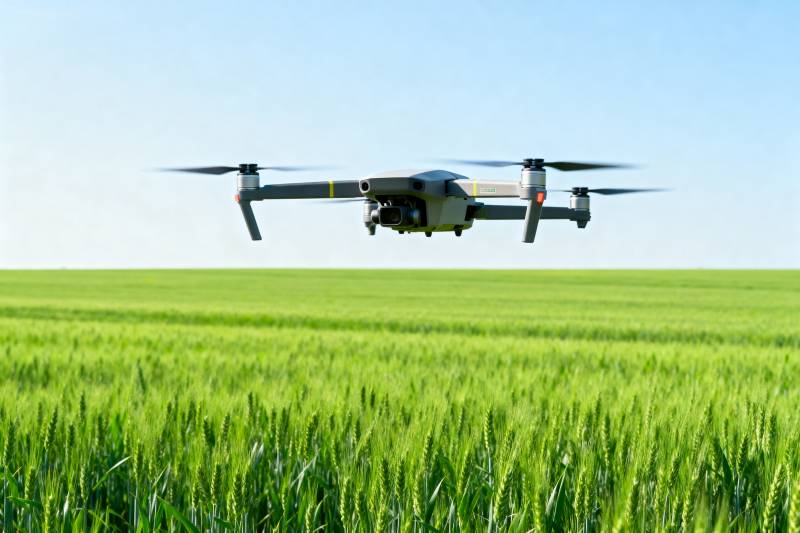 无人机飞越麦田图片