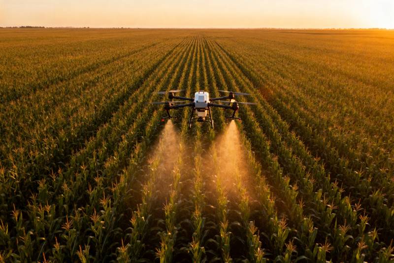 无人机喷洒农田图片