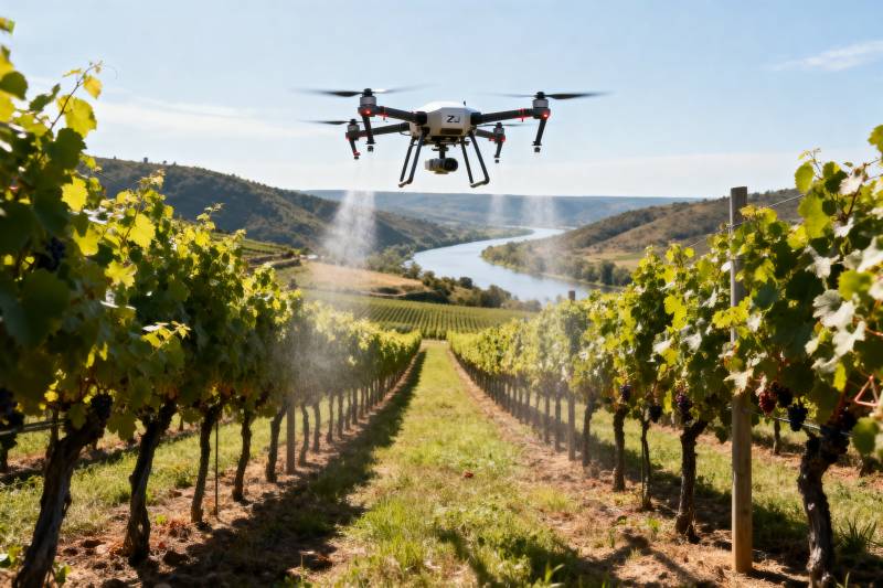 无人机喷洒葡萄园图片