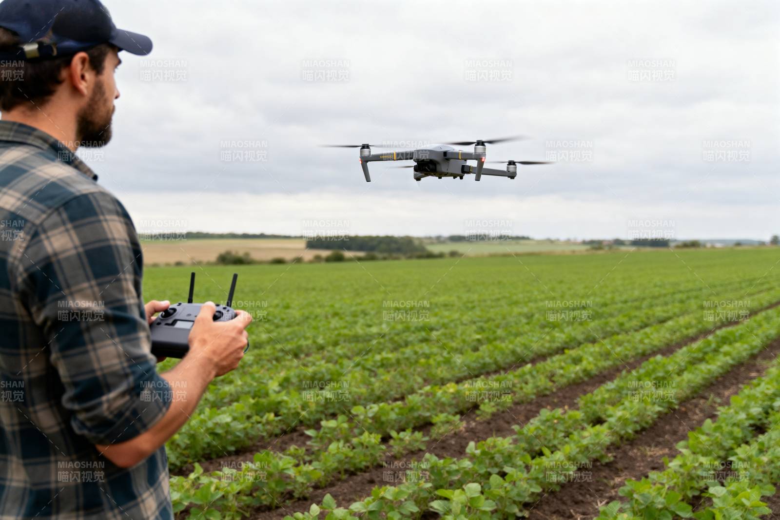 农民操控无人机植保图片