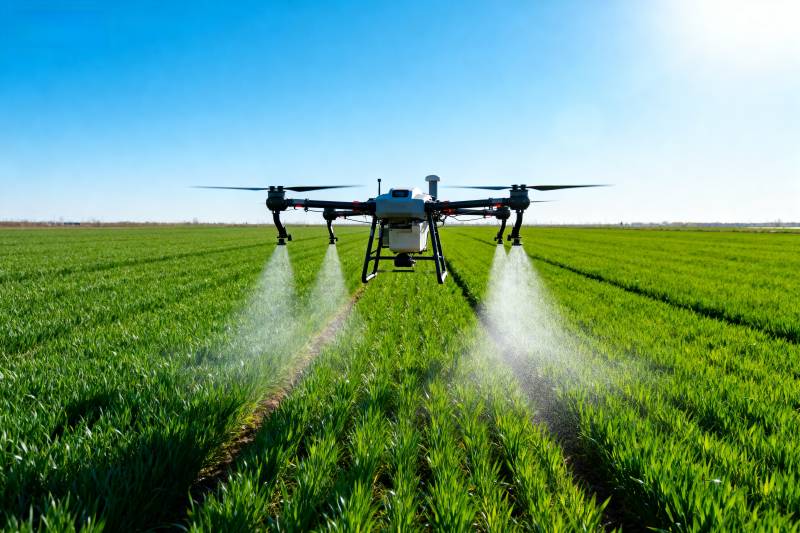 无人机喷洒农田图片