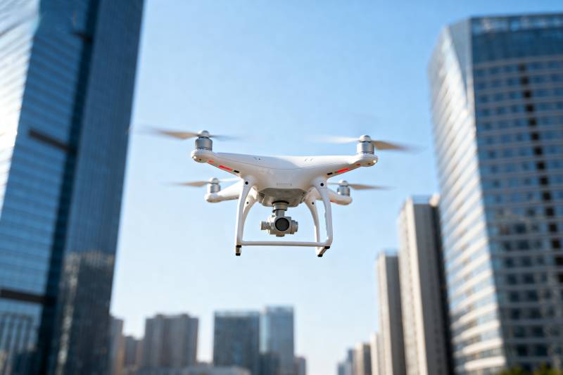 城市上空的无人机图片