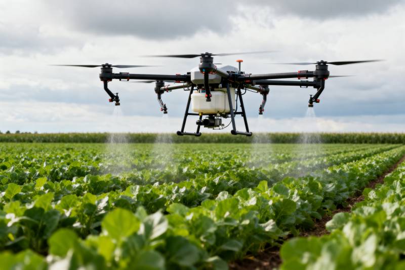 无人机喷洒农田图片