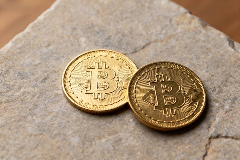 比特币金币特写图片