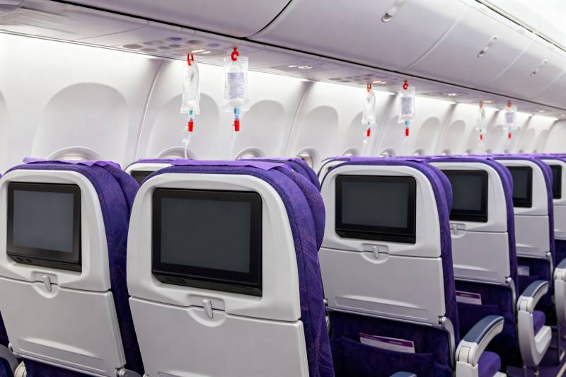 飞机客舱座椅特写图片