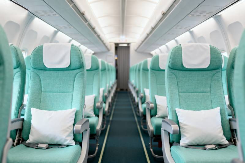 飞机客舱座椅特写图片