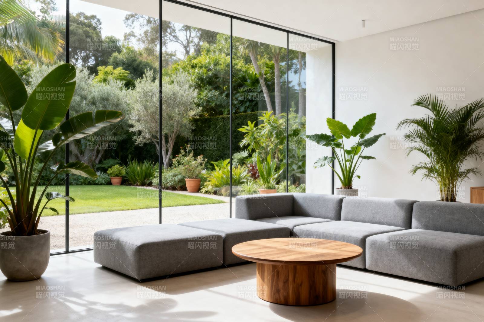 现代客厅绿意盎然图片