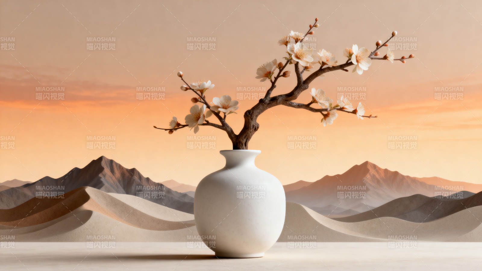 花枝映山景图片