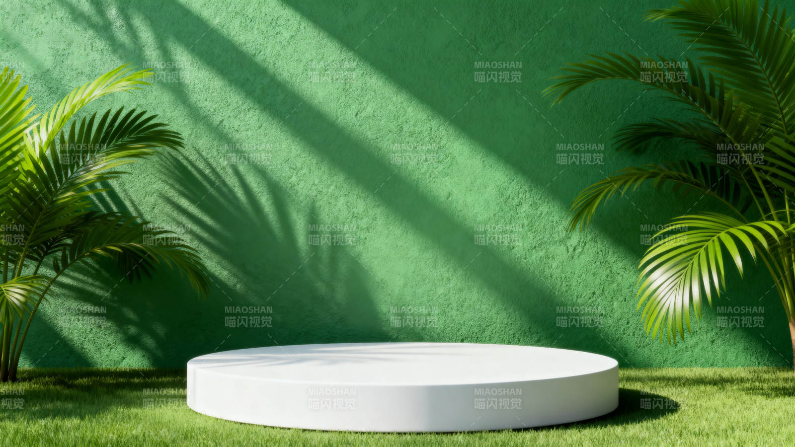 绿意盎然的展示台图片