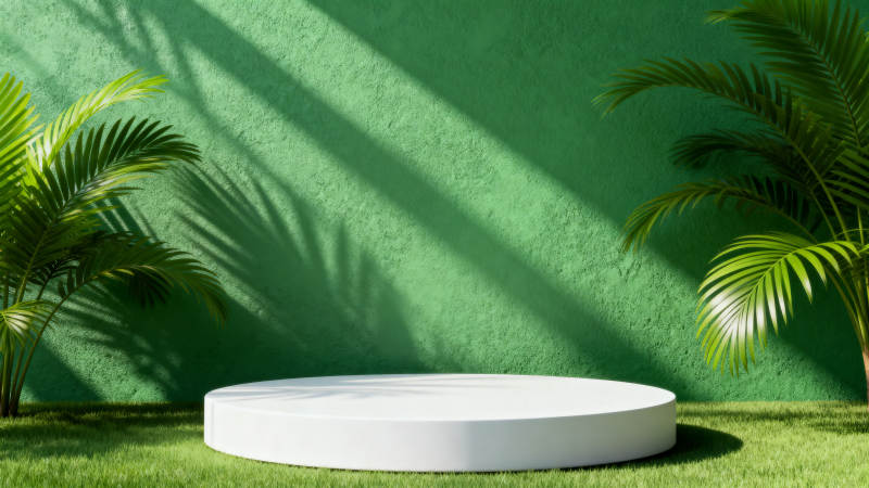 绿意盎然的展示台图片