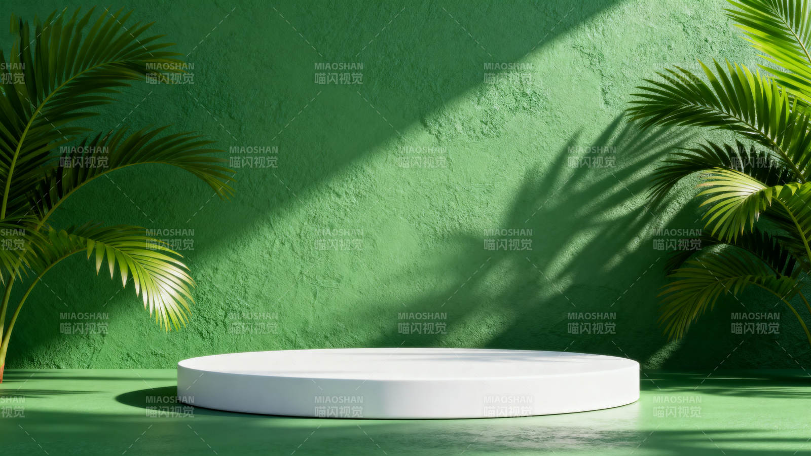 绿意盎然的展示台图片