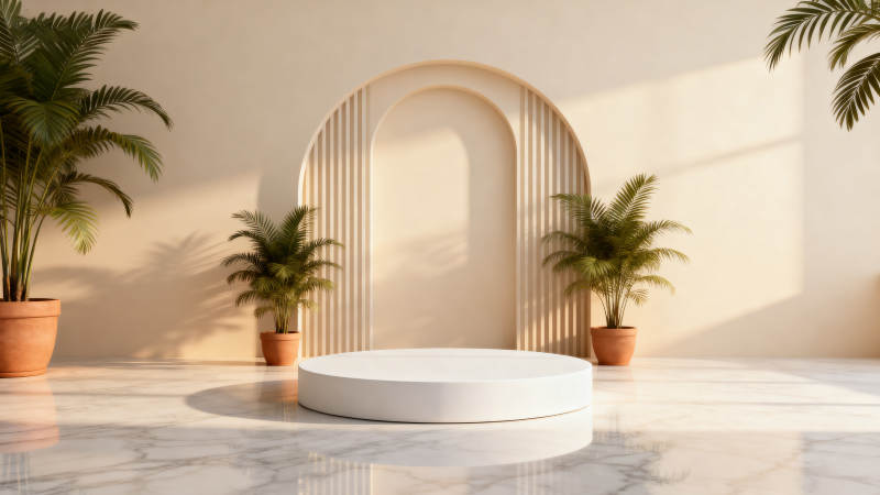 简约拱门绿植空间图片