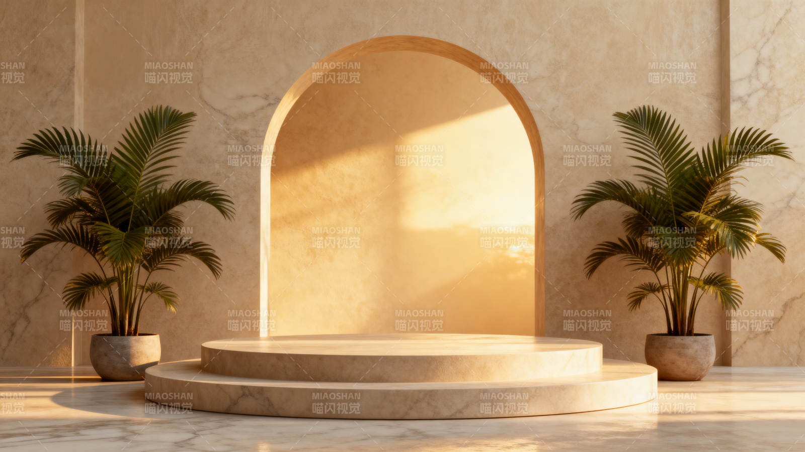 金色拱门与绿植图片