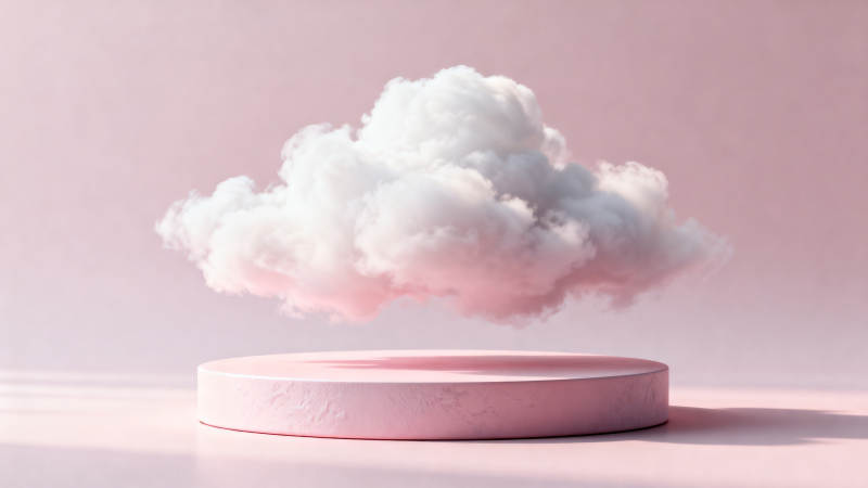 云朵悬浮于台座上图片