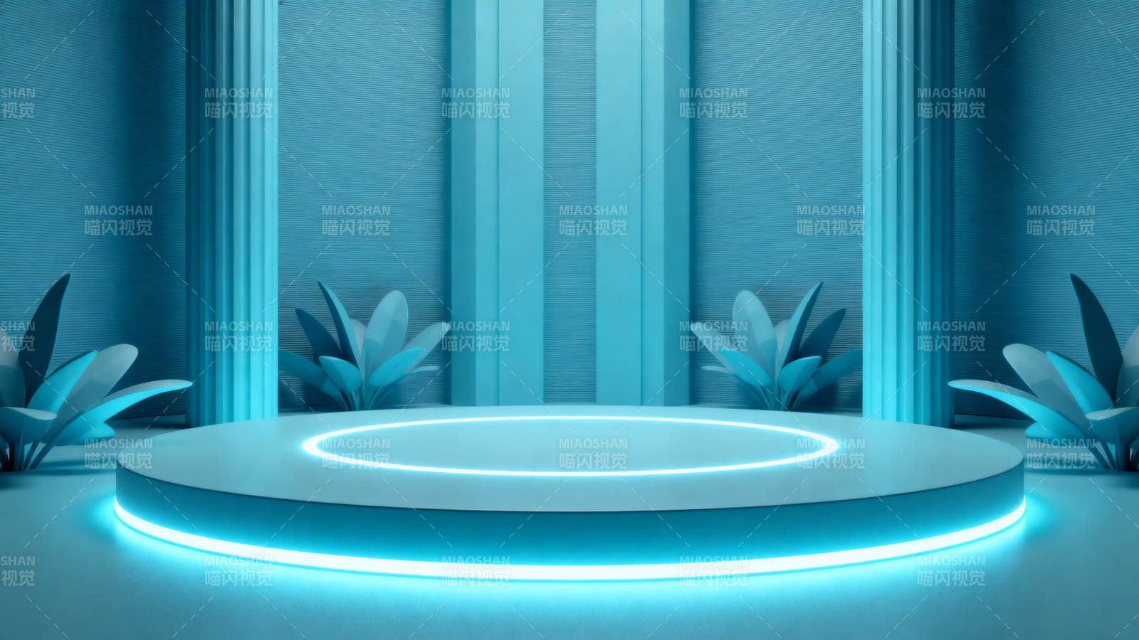 蓝色光晕舞台图片