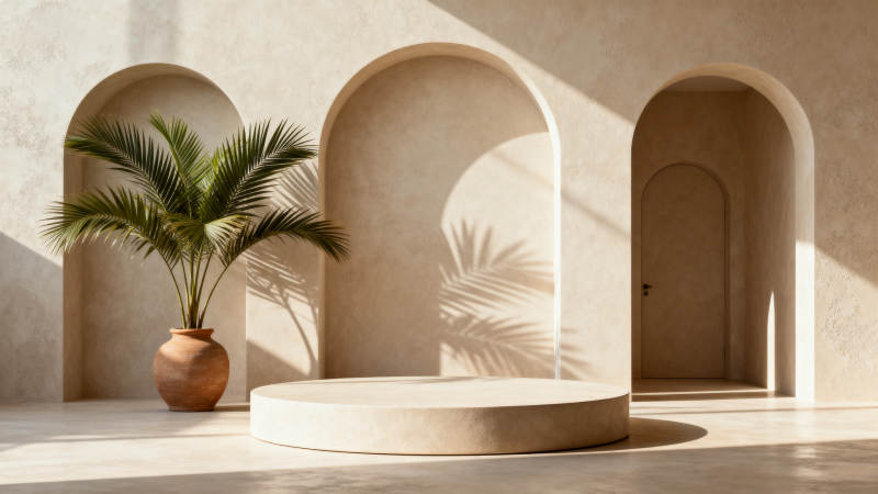 拱门光影绿植景图片