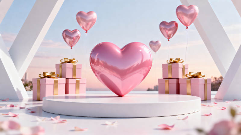 爱心礼盒浪漫场景图片