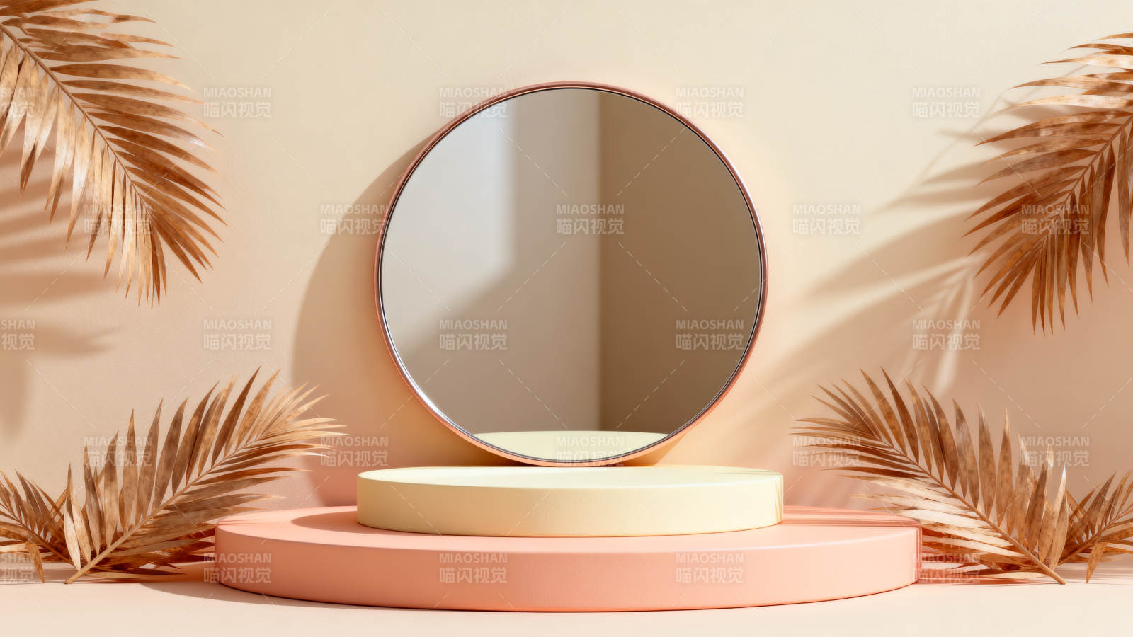 镜影棕榈静谧景图片