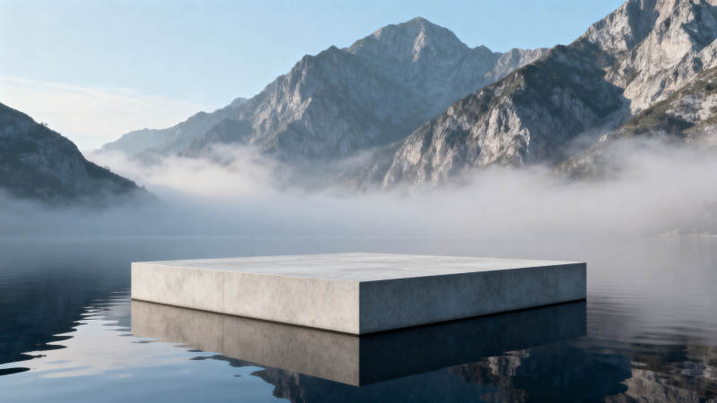 山雾湖畔浮台图片