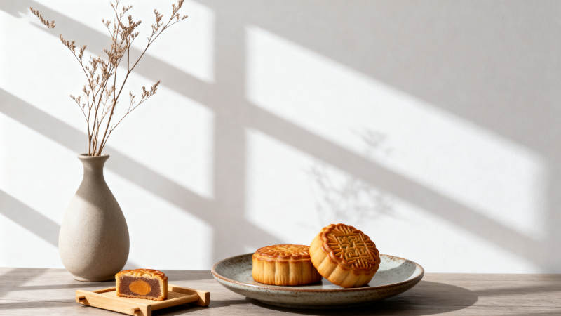 月饼静物光影图片