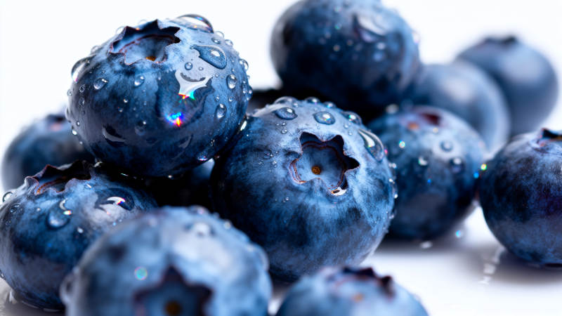 晶莹蓝莓特写图片