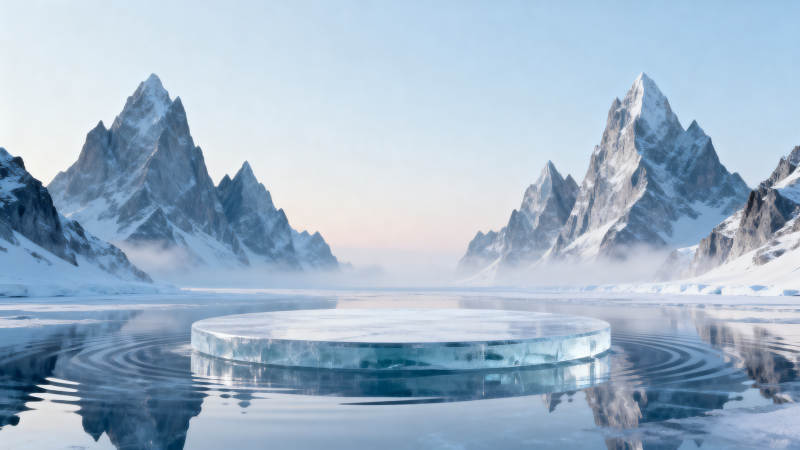 冰湖倒影雪山图片