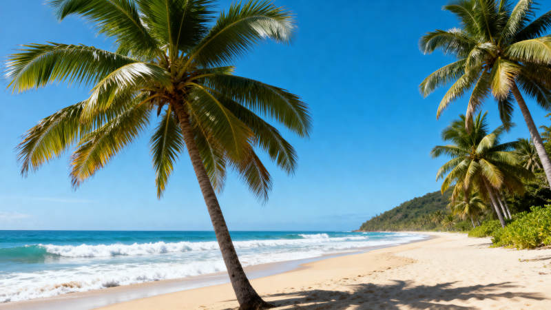 椰林沙滩海景图片