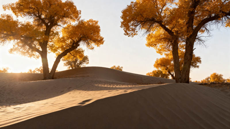 金秋胡杨沙海图片