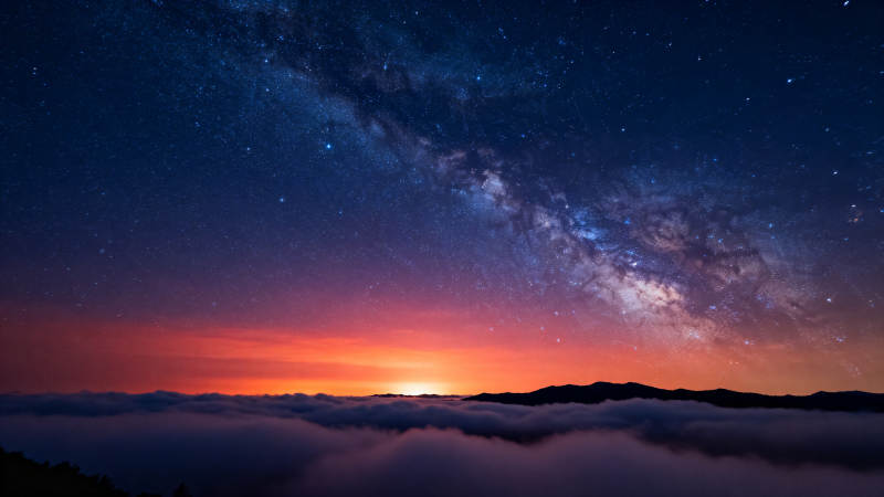 星河云海夜景图片