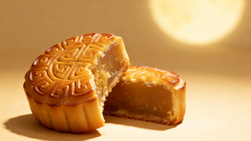 月饼与明月相伴图片