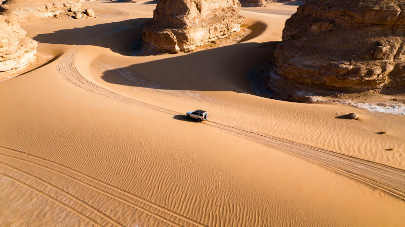 沙漠越野车痕图片