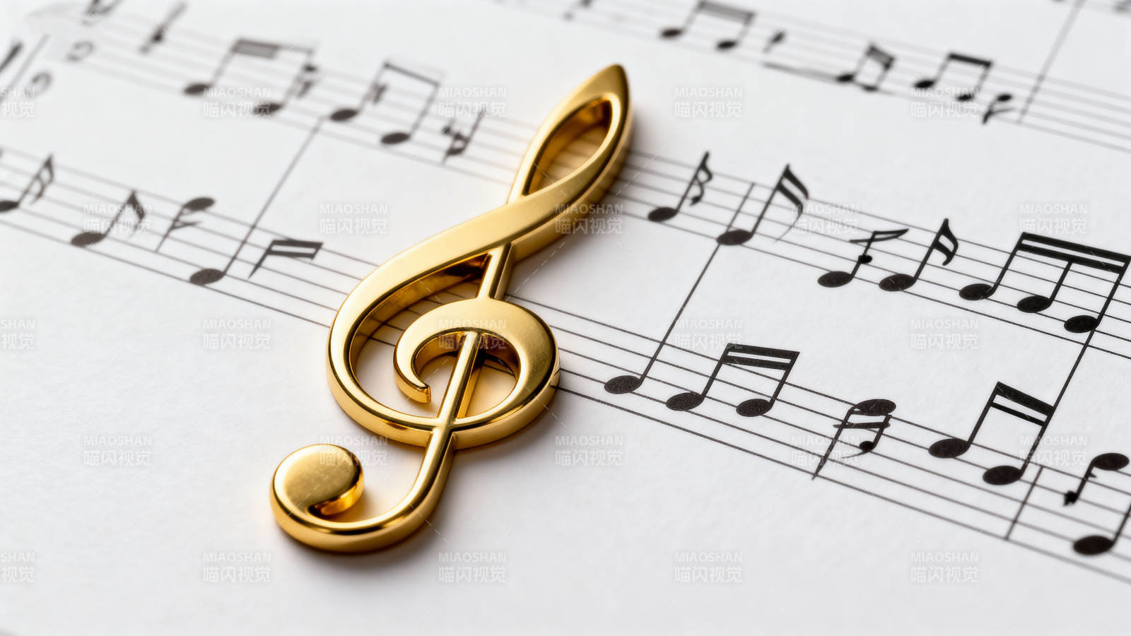 金色音符与乐谱图片