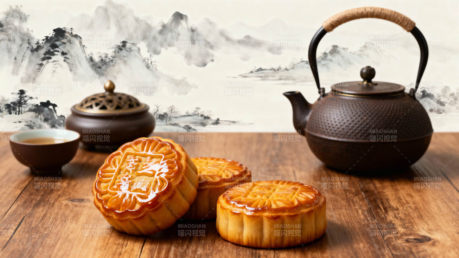 中秋月饼茶香伴图片