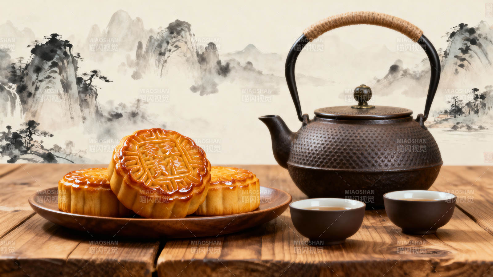 中秋月饼茶香四溢图片