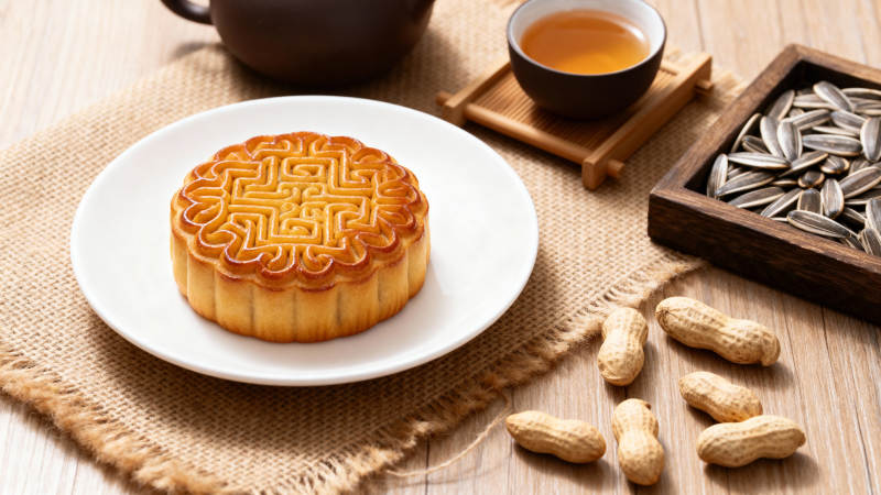 中秋月饼茶点图图片