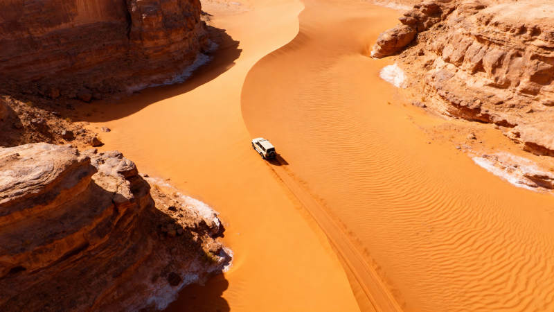 沙漠中的越野车图片