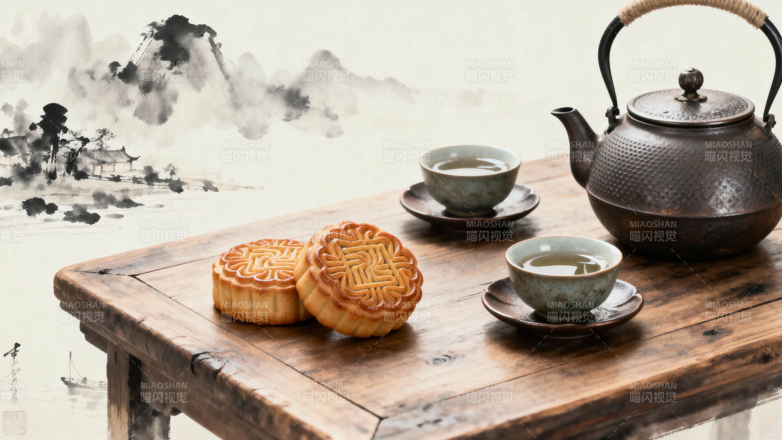 茶香伴月饼图片